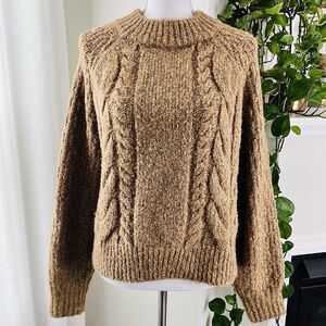 Universal Thread Brown Thick Chunky Cable Knit Earthy Cropped Sweater - Medium